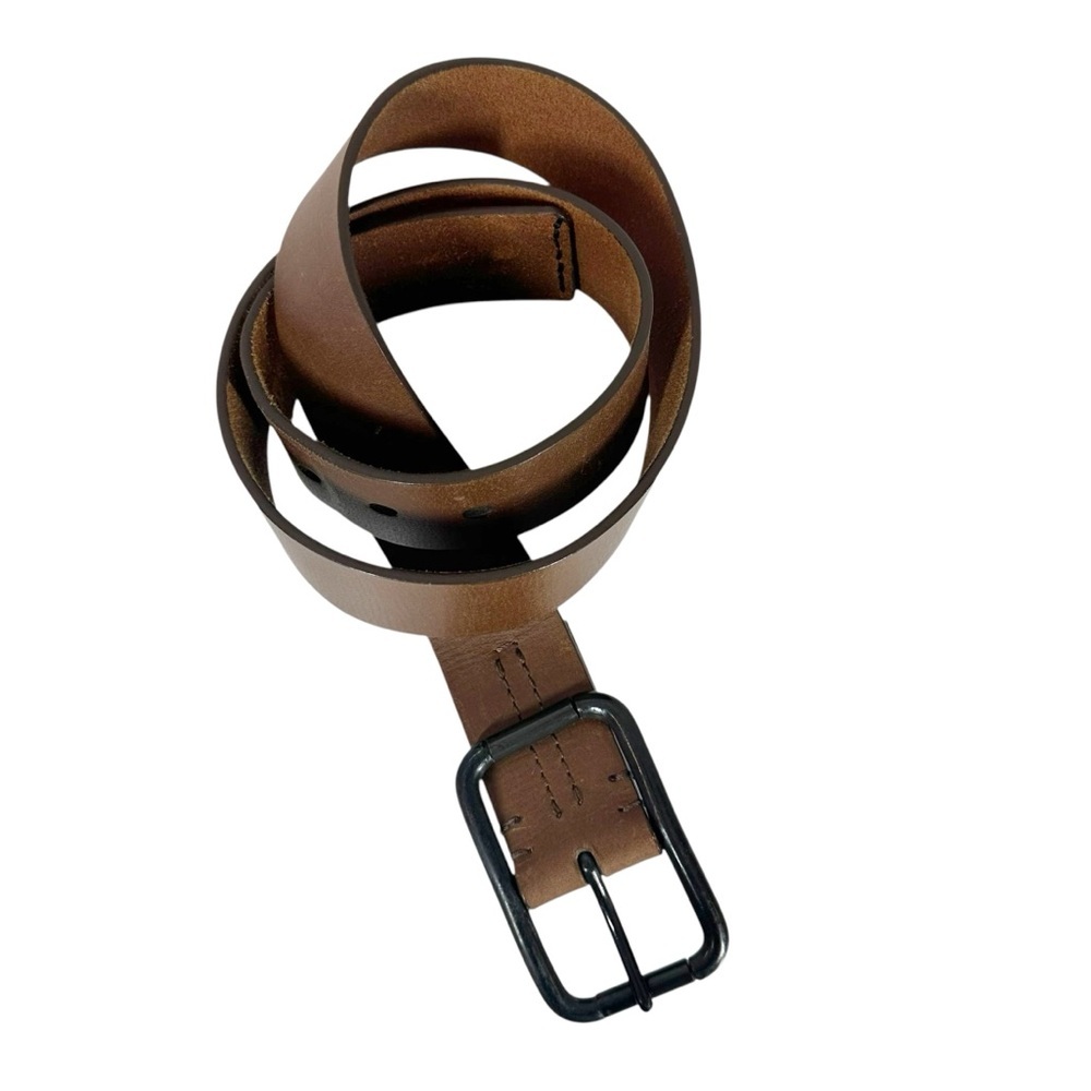 Brown Leather Belt with Dark Metal Hardware Men's Size 36/90